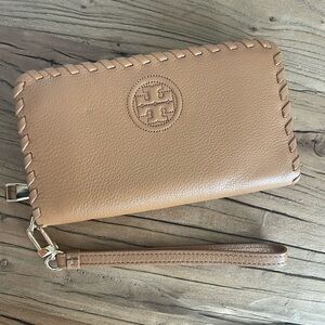 Tory Burch Brown Leather Wristlet